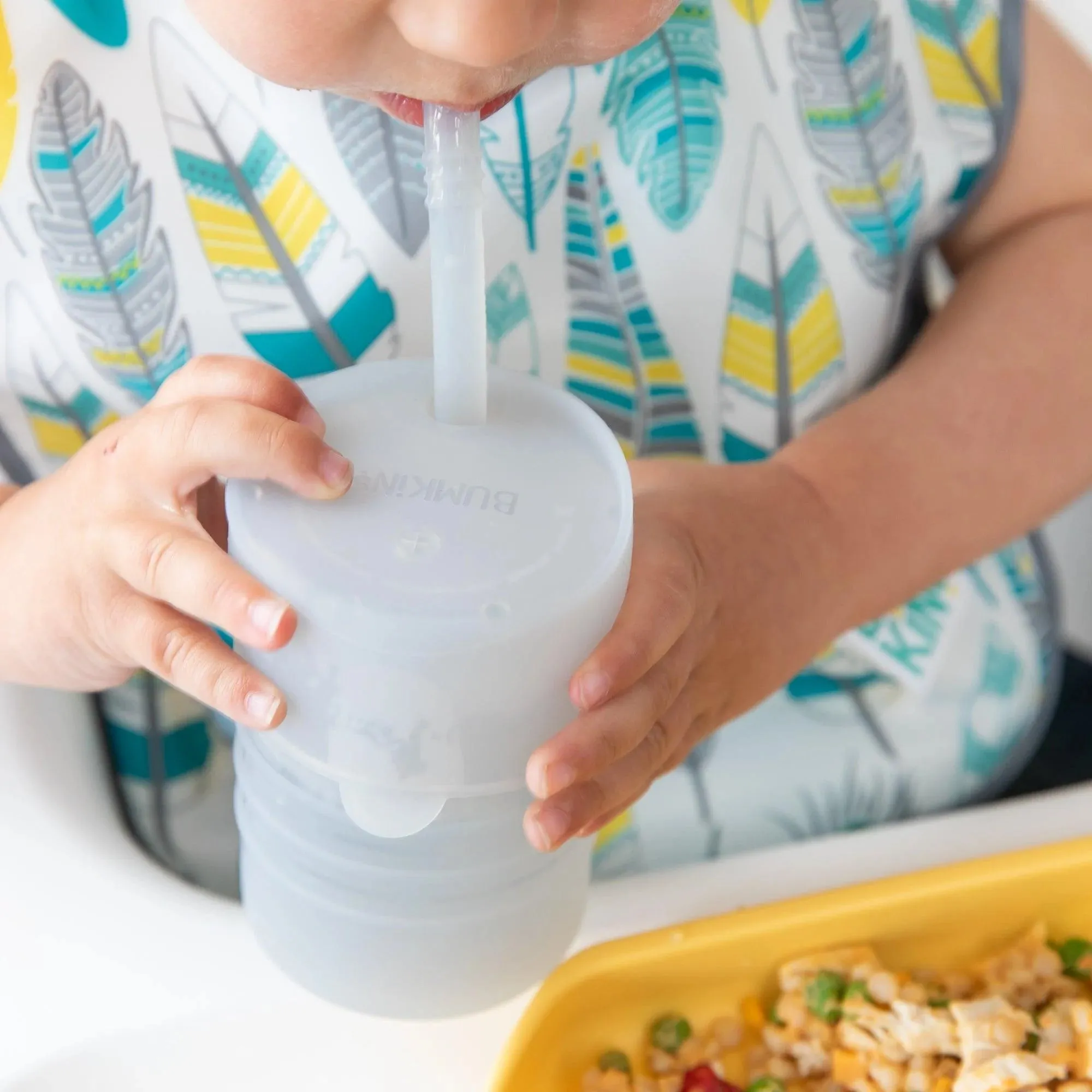 Silicone Straw Cup with Lid: Gray