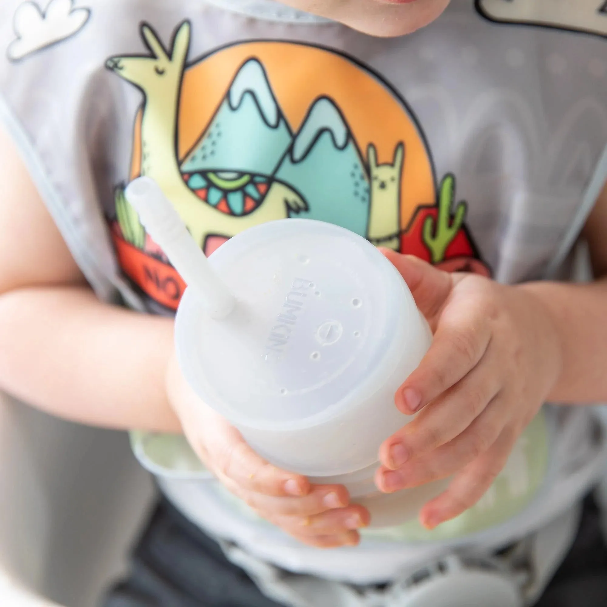 Silicone Straw Cup with Lid: Gray