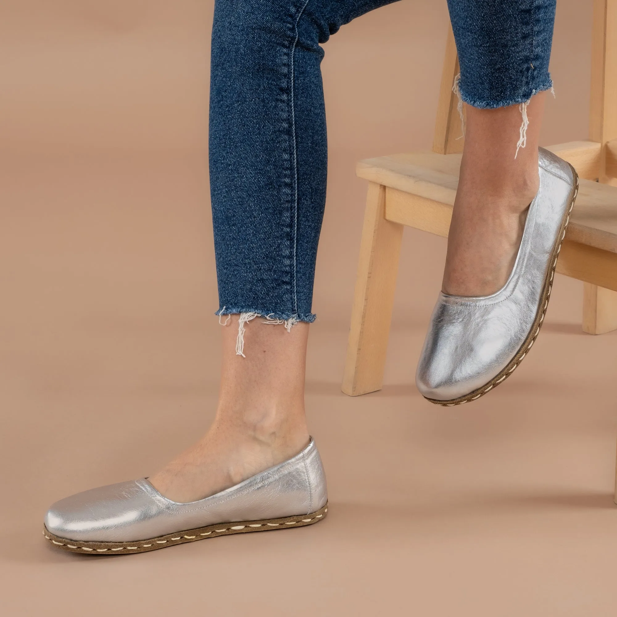 Silver Barefoot Ballet Flats