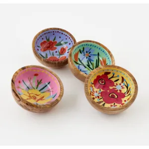 Small Floral Wooden Bowl