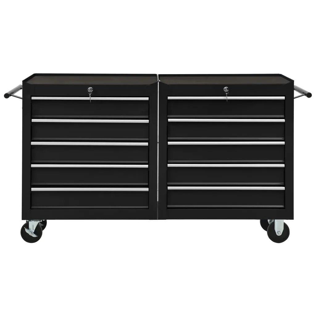 Tool Trolley with 5 Drawers Black 69x33x77 cm Steel