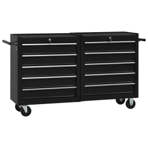 Tool Trolley with 5 Drawers Black 69x33x77 cm Steel