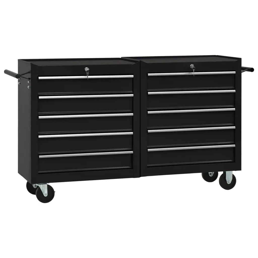 Tool Trolley with 5 Drawers Black 69x33x77 cm Steel