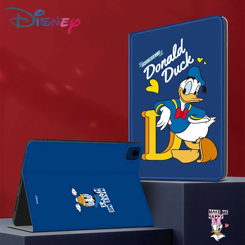 UKA Disney Mickey & Friends Auto Sleep Folio Stand Leather Case with Pencil Holder for Apple iPad