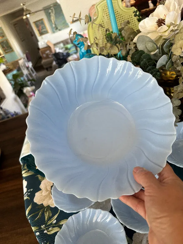 Vintage Bowl Set, Jeanette Blue Delphite Glass Berry Bowl Set, 1 Serving Bowl,  6 Small Bowls