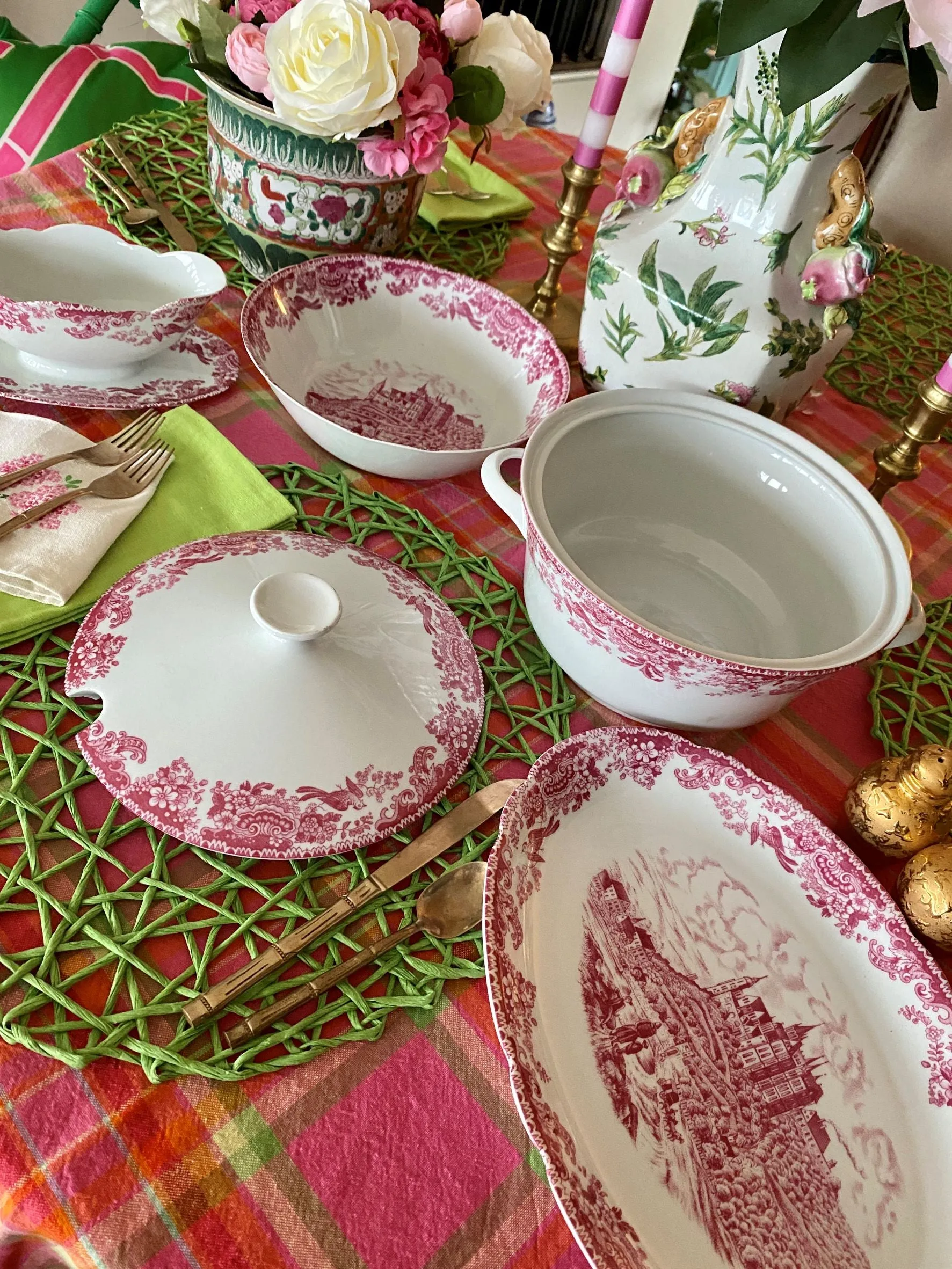 Vintage China - 11 Piece Set of Vintage 1960's Bavarian Pink Diadem China