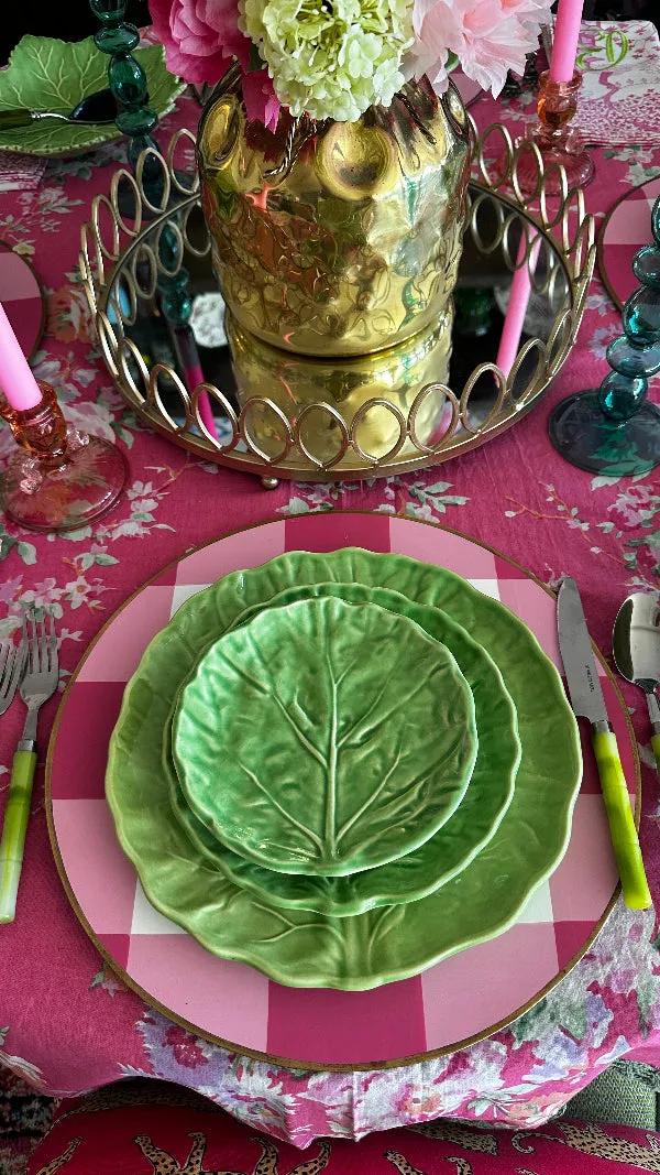 Vintage China Set, Green Cabbage Leaf, Olfaire, 4 Dinner Plates, 4 Salad Plates, 4 Dessert Plates, Leaf Serving Plate, Small Serving Bowl