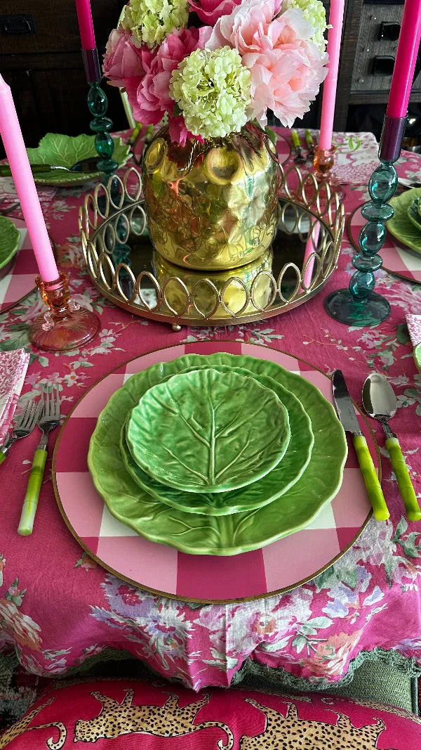 Vintage China Set, Green Cabbage Leaf, Olfaire, 4 Dinner Plates, 4 Salad Plates, 4 Dessert Plates, Leaf Serving Plate, Small Serving Bowl