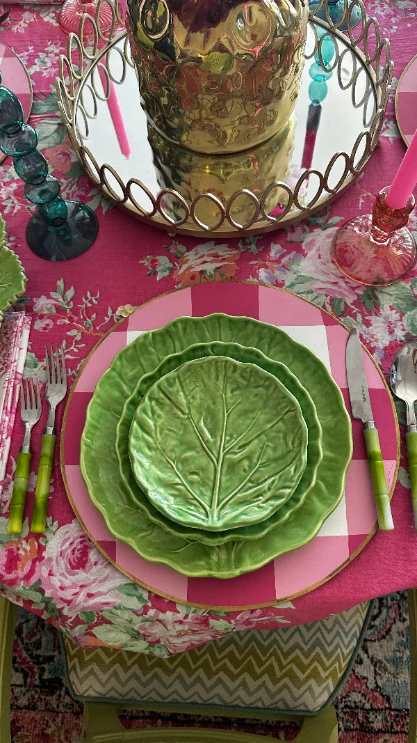 Vintage China Set, Green Cabbage Leaf, Olfaire, 4 Dinner Plates, 4 Salad Plates, 4 Dessert Plates, Leaf Serving Plate, Small Serving Bowl