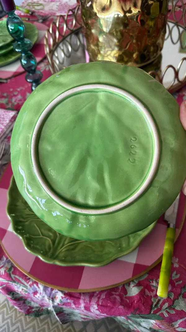 Vintage China Set, Green Cabbage Leaf, Olfaire, 4 Dinner Plates, 4 Salad Plates, 4 Dessert Plates, Leaf Serving Plate, Small Serving Bowl