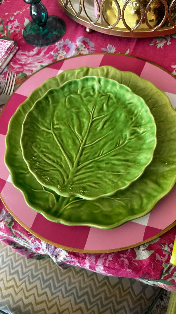 Vintage China Set, Green Cabbage Leaf, Olfaire, 4 Dinner Plates, 4 Salad Plates, 4 Dessert Plates, Leaf Serving Plate, Small Serving Bowl