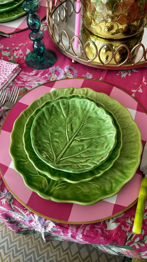 Vintage China Set, Green Cabbage Leaf, Olfaire, 4 Dinner Plates, 4 Salad Plates, 4 Dessert Plates, Leaf Serving Plate, Small Serving Bowl