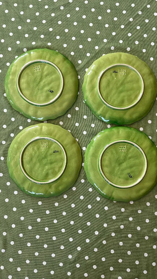 Vintage China Set, Green Cabbage Leaf, Olfaire, 4 Dinner Plates, 4 Salad Plates, 4 Dessert Plates, Leaf Serving Plate, Small Serving Bowl