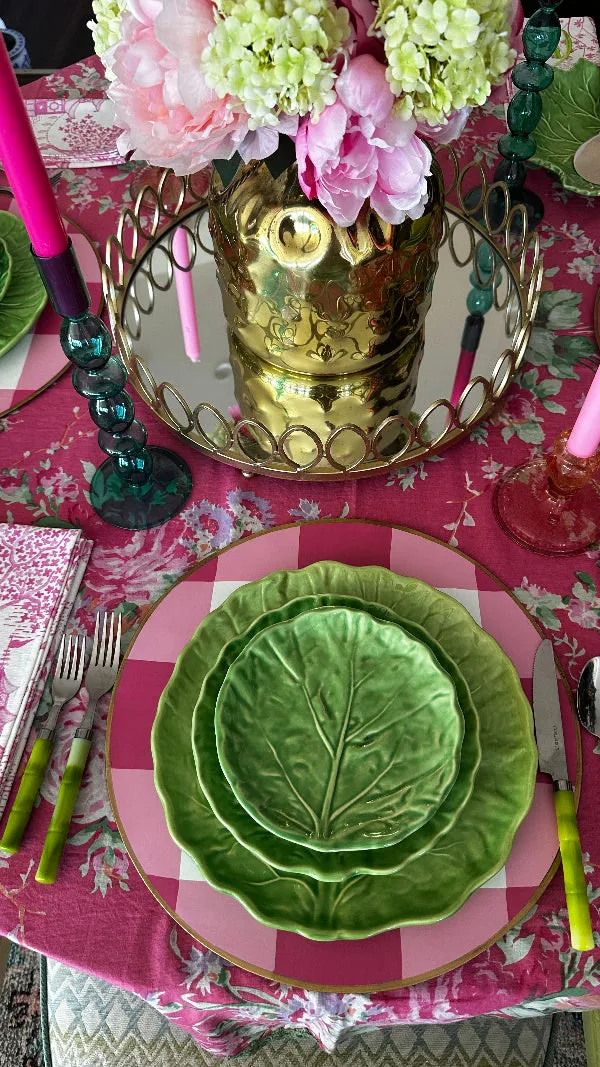 Vintage China Set, Green Cabbage Leaf, Olfaire, 4 Dinner Plates, 4 Salad Plates, 4 Dessert Plates, Leaf Serving Plate, Small Serving Bowl