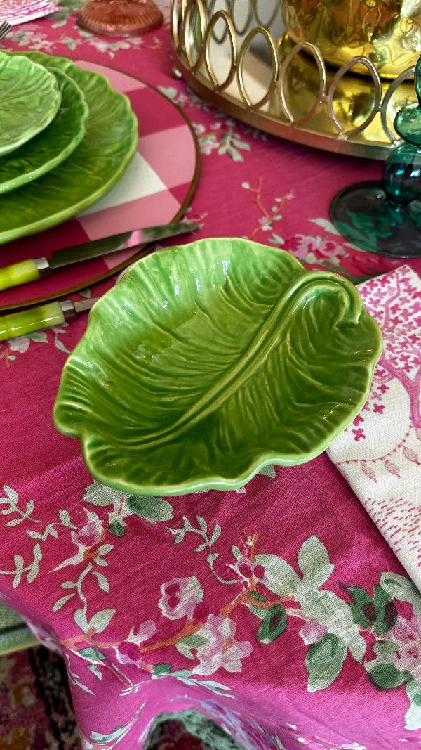 Vintage China Set, Green Cabbage Leaf, Olfaire, 4 Dinner Plates, 4 Salad Plates, 4 Dessert Plates, Leaf Serving Plate, Small Serving Bowl