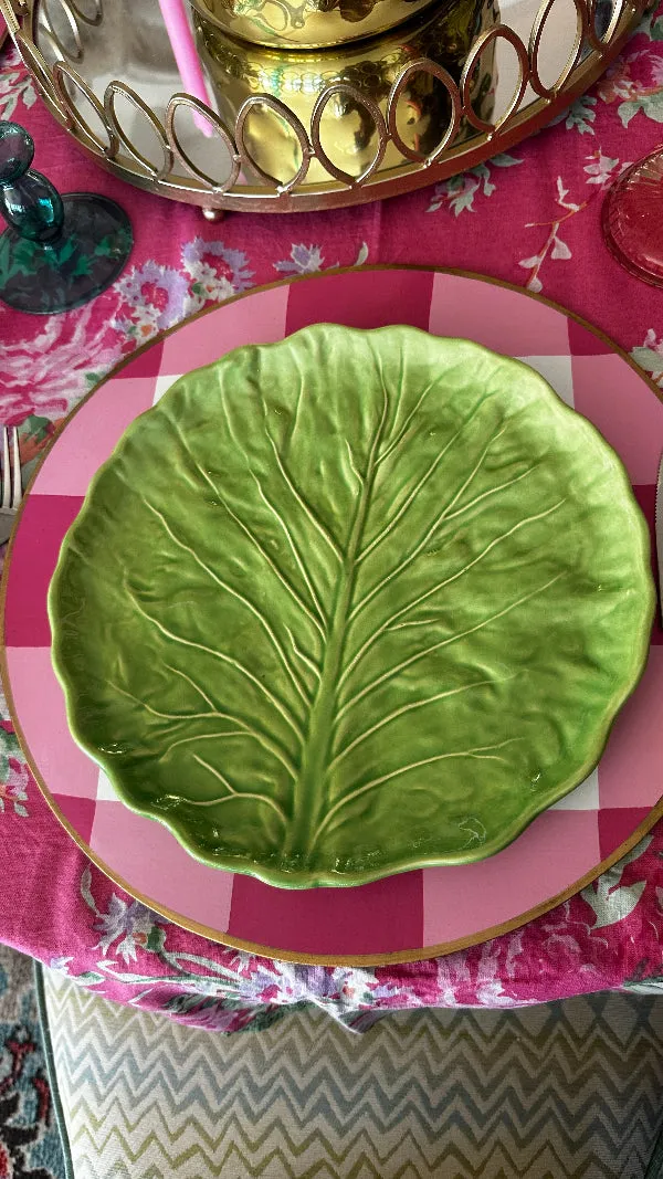 Vintage China Set, Green Cabbage Leaf, Olfaire, 4 Dinner Plates, 4 Salad Plates, 4 Dessert Plates, Leaf Serving Plate, Small Serving Bowl