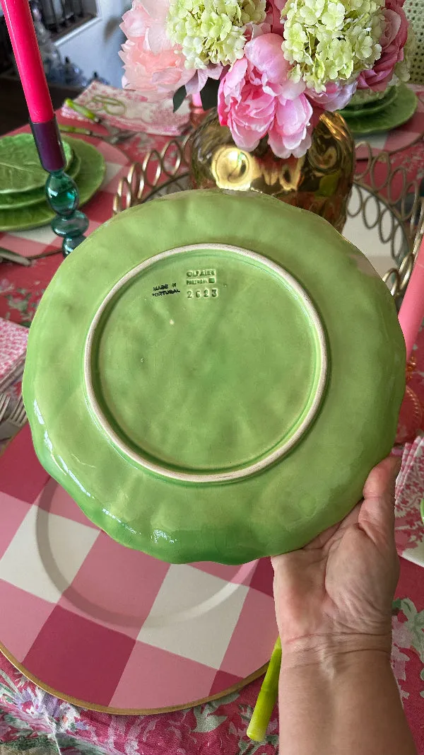 Vintage China Set, Green Cabbage Leaf, Olfaire, 4 Dinner Plates, 4 Salad Plates, 4 Dessert Plates, Leaf Serving Plate, Small Serving Bowl