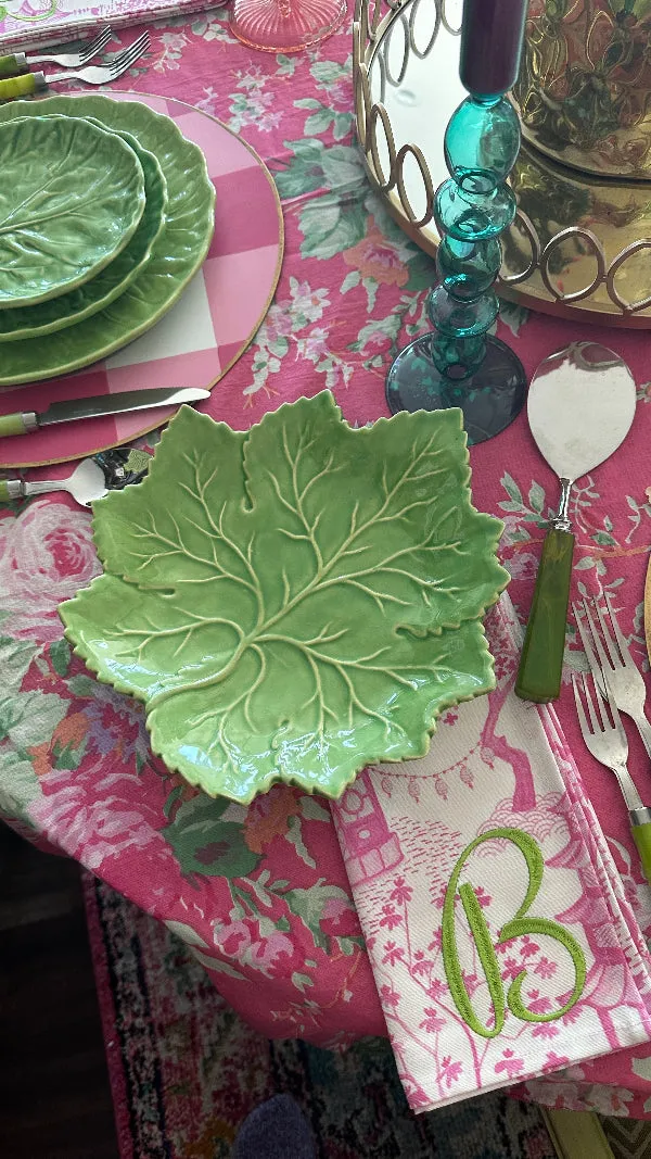 Vintage China Set, Green Cabbage Leaf, Olfaire, 4 Dinner Plates, 4 Salad Plates, 4 Dessert Plates, Leaf Serving Plate, Small Serving Bowl