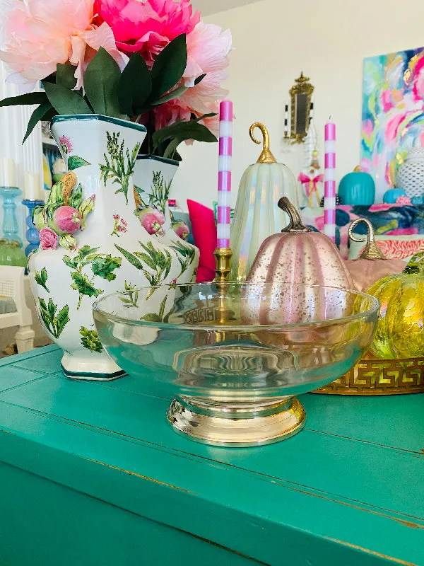 Vintage Crystal and Silverplate Serving Bowl