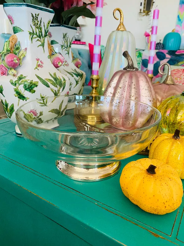 Vintage Crystal and Silverplate Serving Bowl