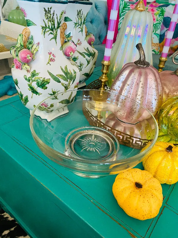 Vintage Crystal and Silverplate Serving Bowl