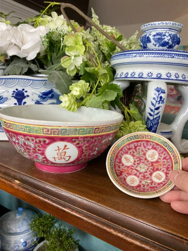 Vintage Japanese Bowl with Small dish