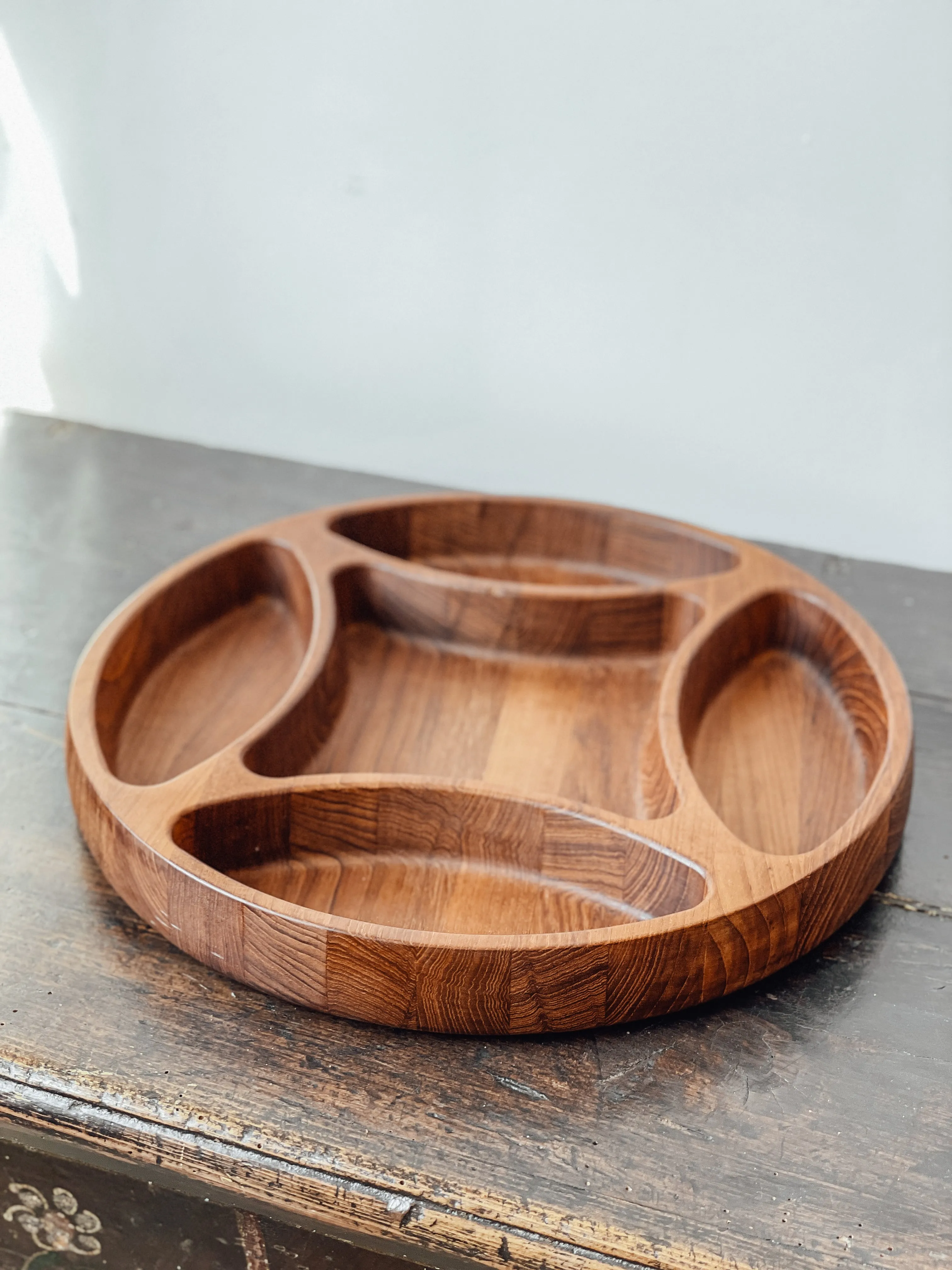 Vintage Teak Divided Serving Tray