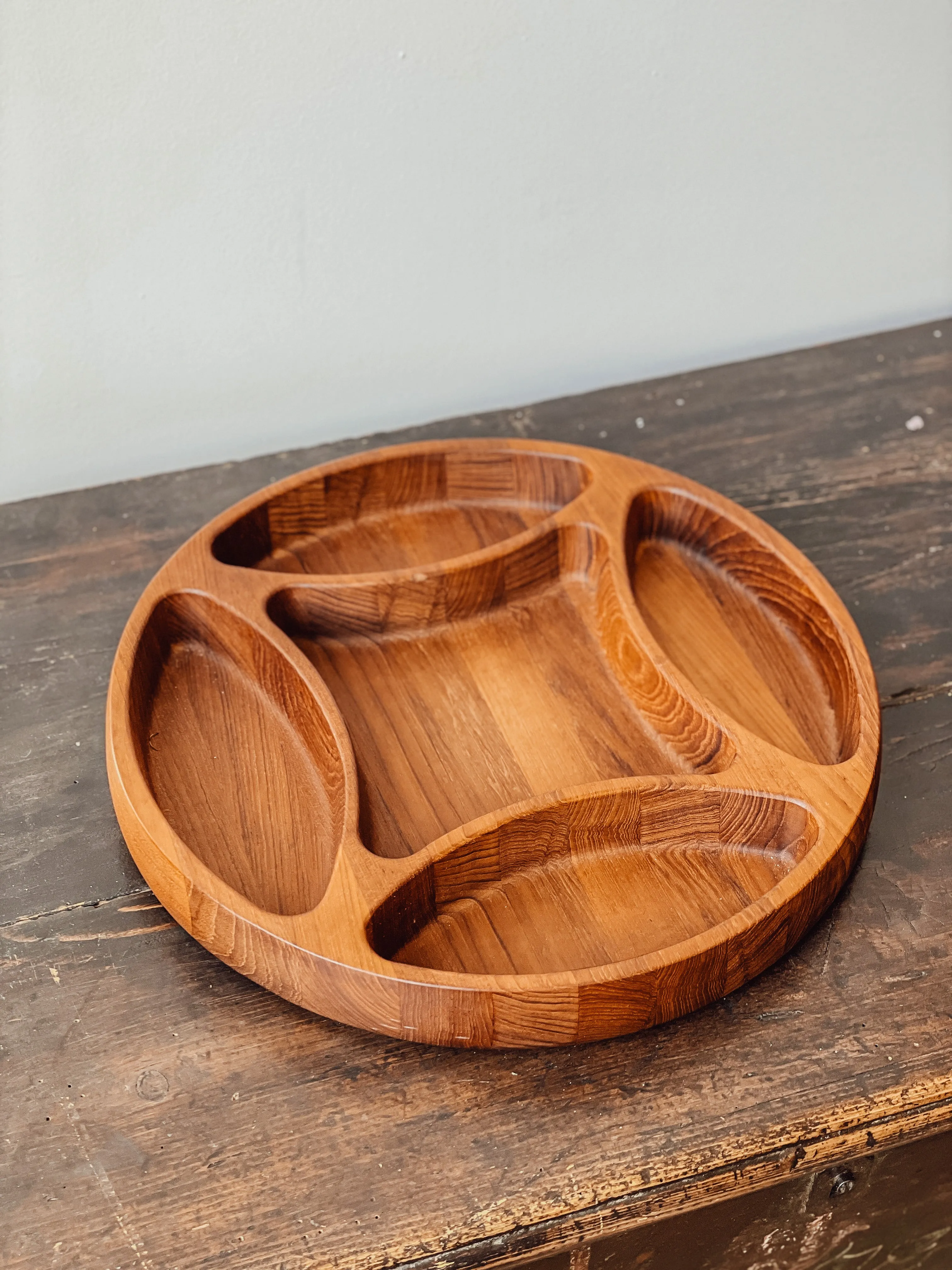 Vintage Teak Divided Serving Tray