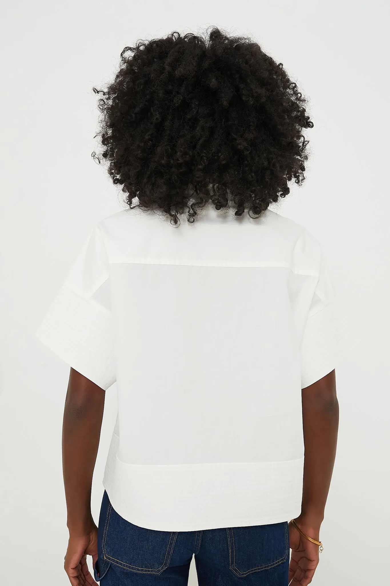 White Trapunto Stitch Sofia Shirt